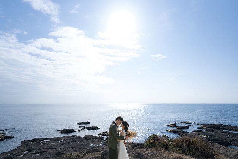 【平日限定】7月撮影まで！城ヶ島or黒崎の鼻ロケフォト｜メイク+衣裳+ブーケ+全データ＜雨天保証付＞