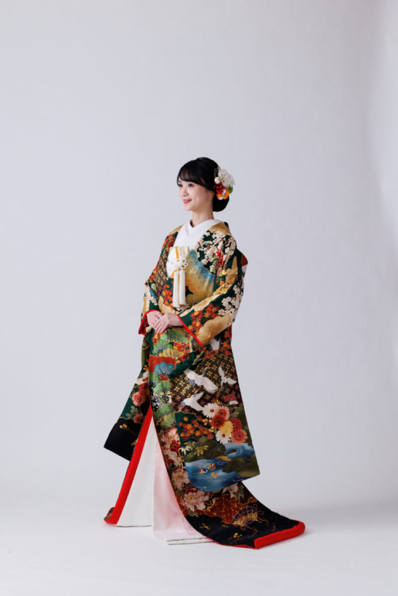 (京友禅手刺繍)群鶴王朝優美文