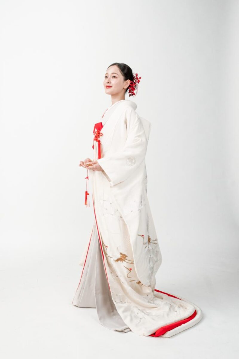 縮緬刺繍若松に鶴