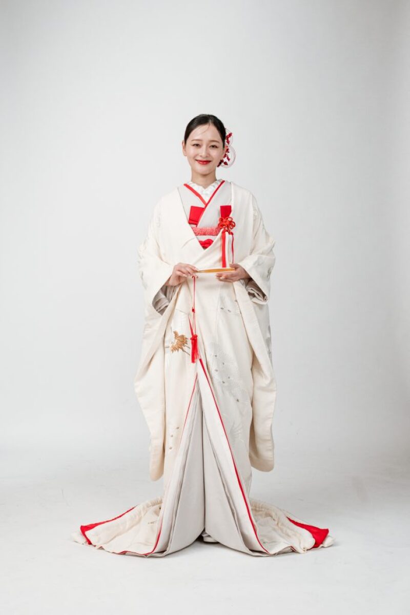 縮緬刺繍若松に鶴