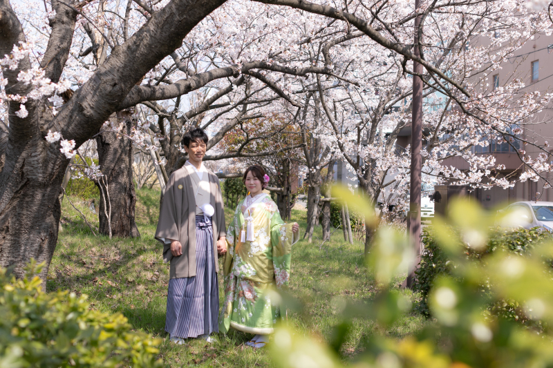桜満開の中でご撮影
