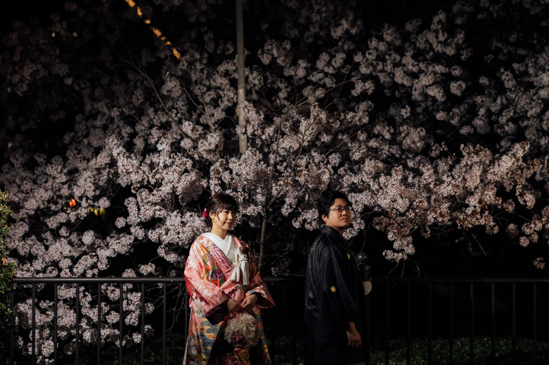 夜桜で和装が際立つ(*‘∀‘)