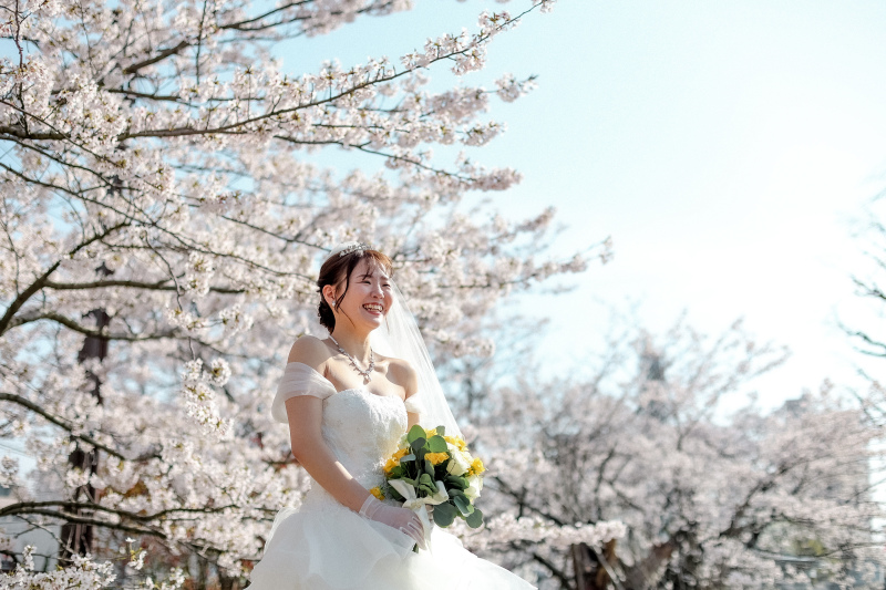 【桜・春フォト】桜並木のロケーション+チャペル/スタジオフォト