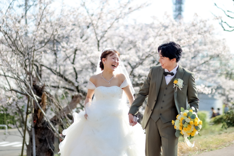 【桜・春フォト】桜並木のロケーション+チャペル/スタジオフォト