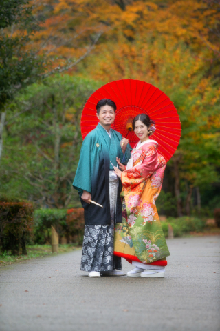 紋付袴(緑グラデーション)