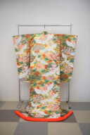 鶴に小花柄(ゴールド)