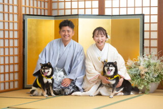 【和装】4人(ワンちゃん二匹)で撮影♡