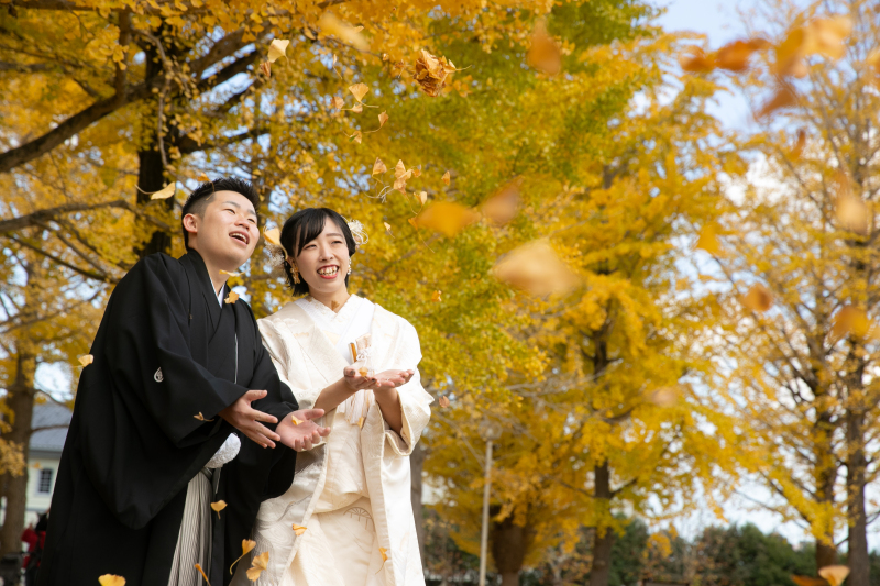 落ち葉シャワー