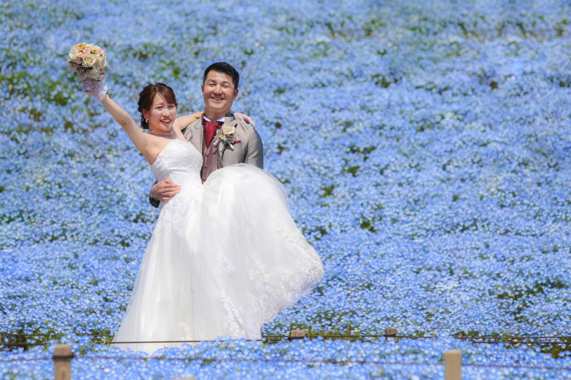 青に包まれて、笑顔満開