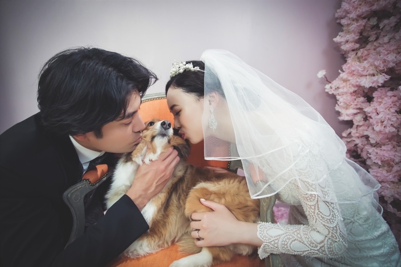 わんちゃんにキス♡