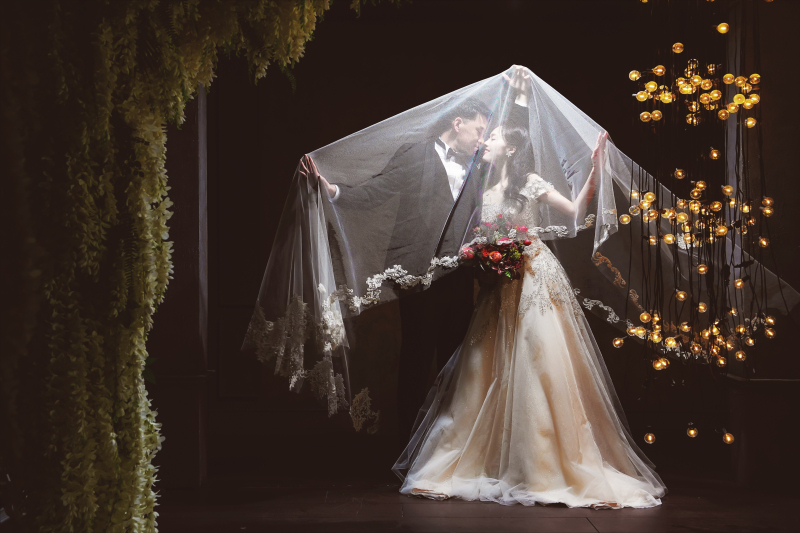 ベールを被って♪