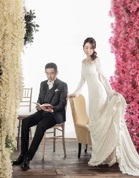 白とピンクのお花