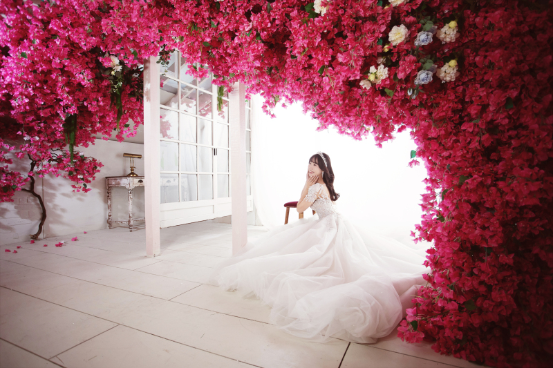 ピンクのお花と♡