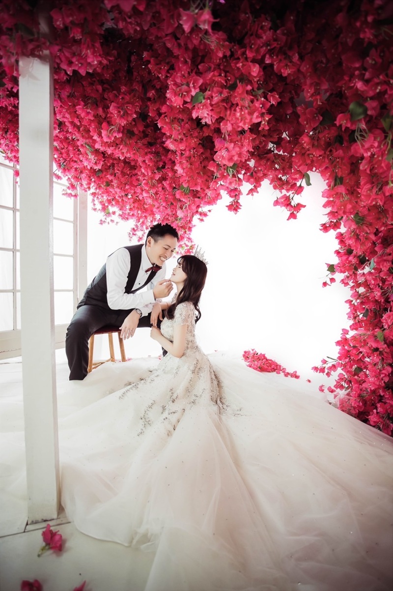 ピンクのお花と♡