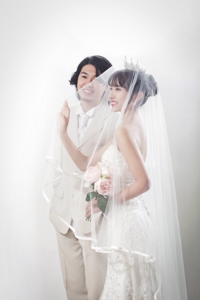 ベールを被って♪