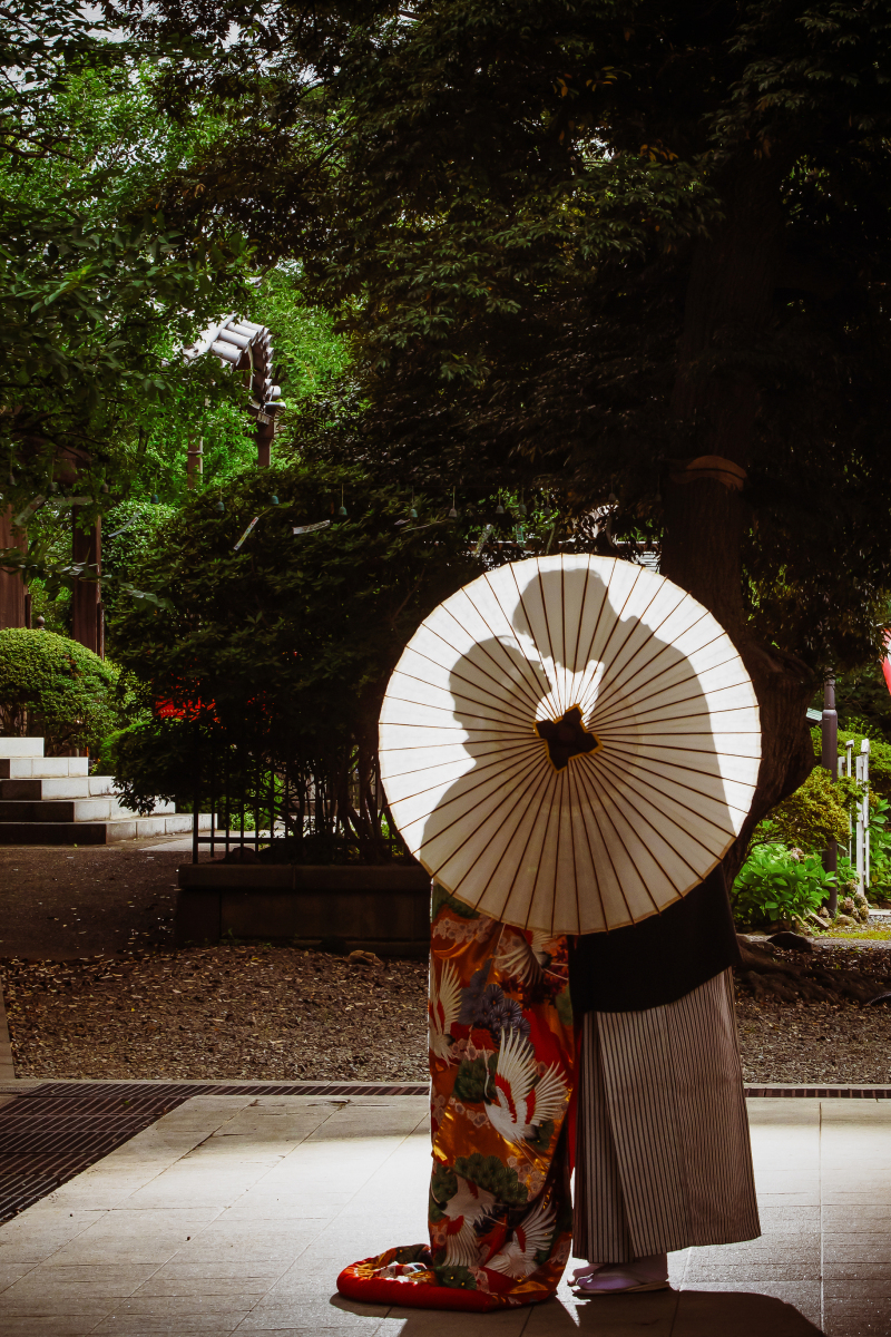 番傘を使ったシルエットショット