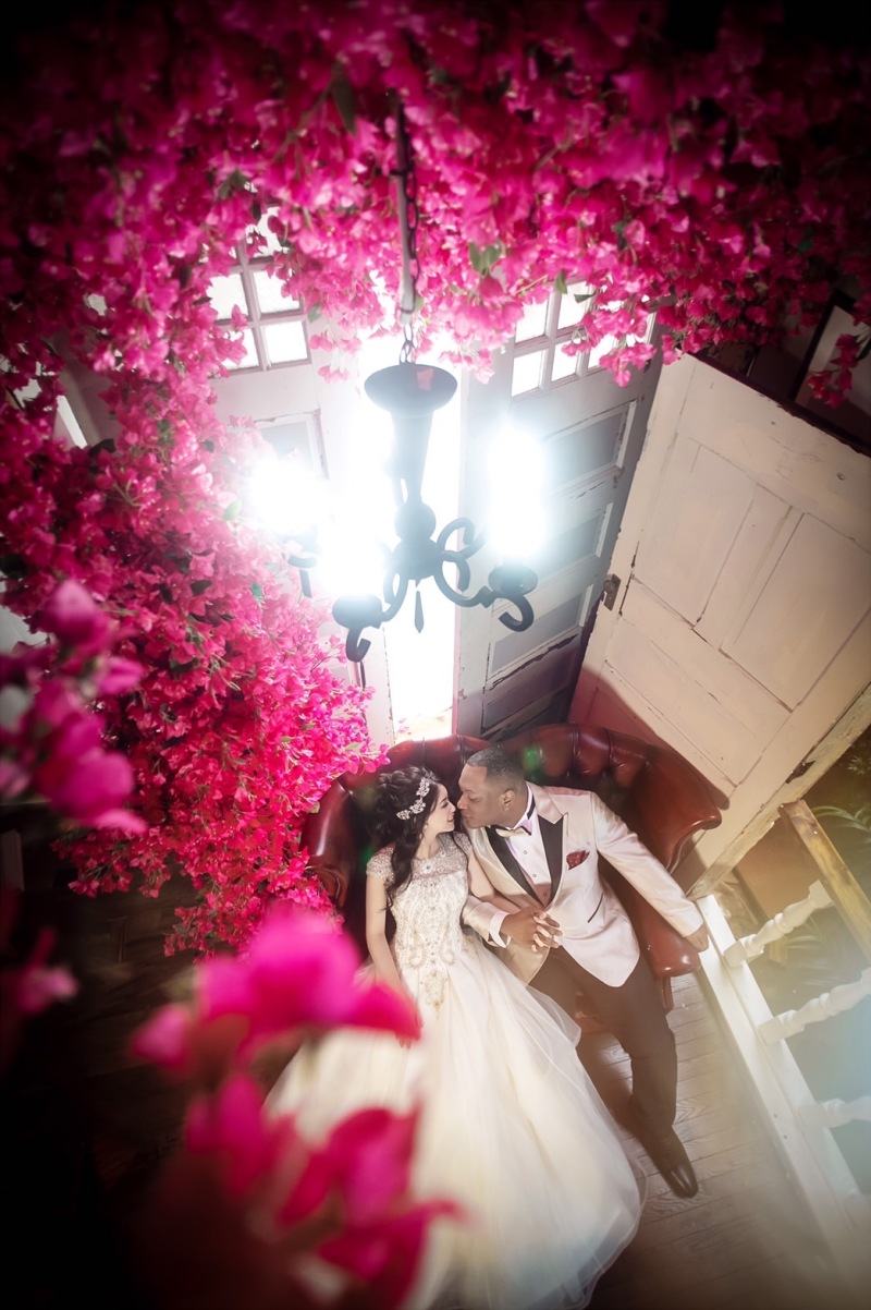 ピンクのお花に囲まれて