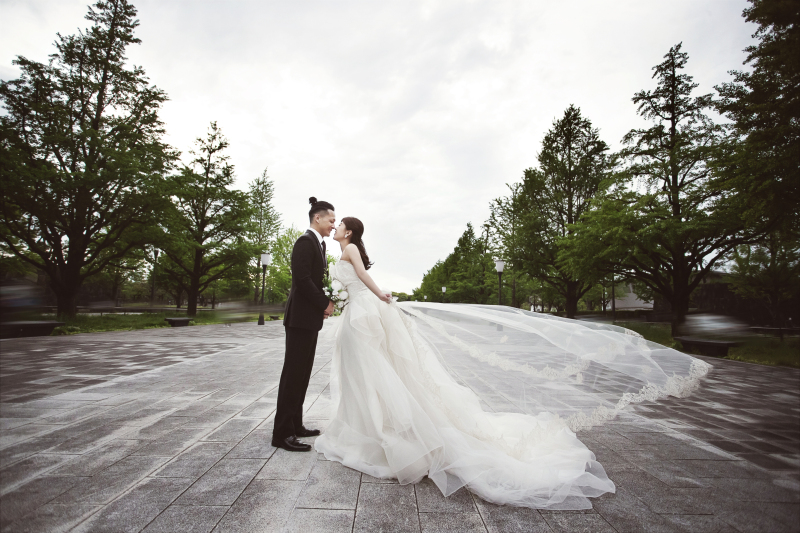 舞い上がるベール♪