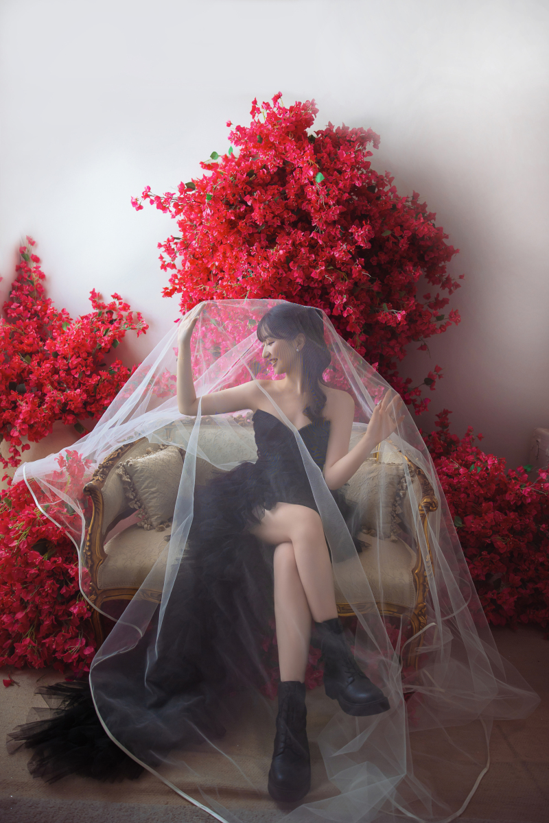 ベールを被るショット♪