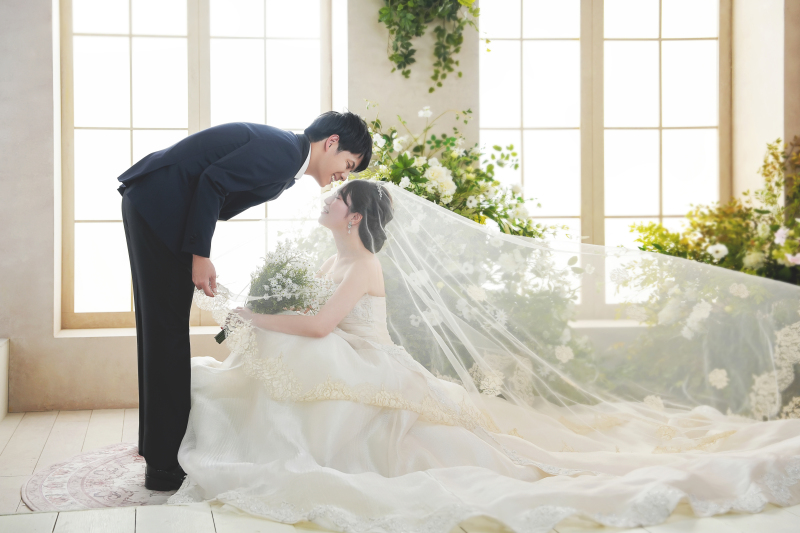 ベールを被って♡