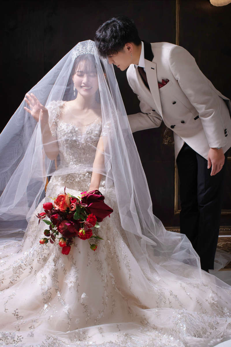 ベールを被って♡