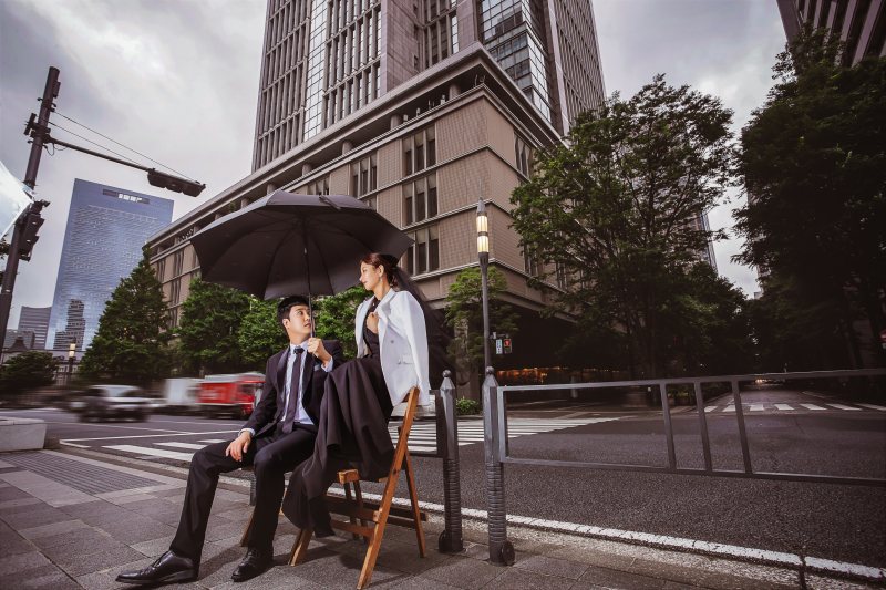 傘を使ったショット