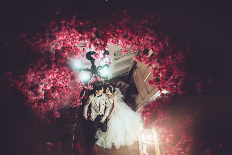 ピンクのお花に囲まれて