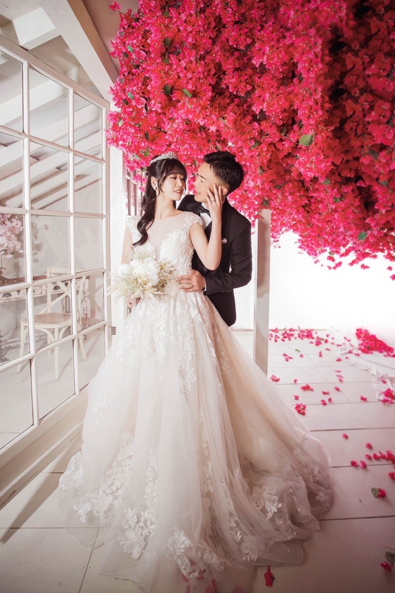 ピンクのお花と♡