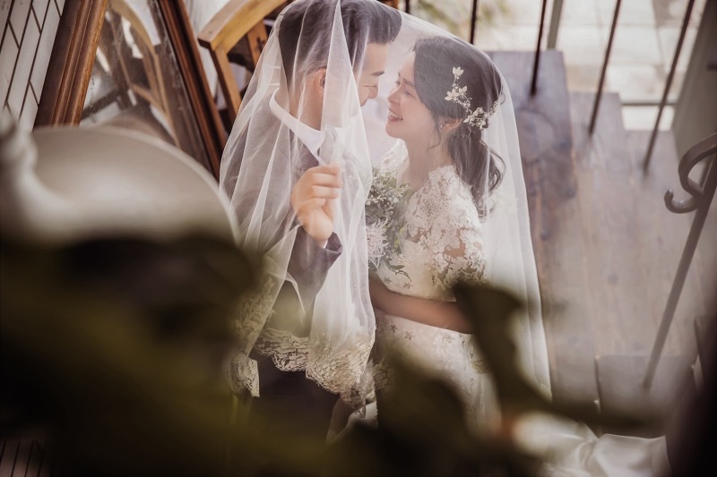 ベールを被って♡