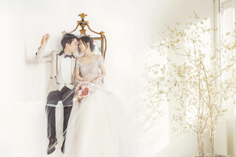 ベールを被って♡