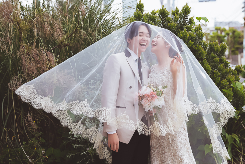 ベールを被って♬