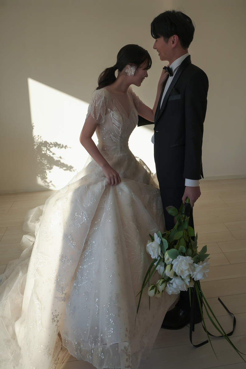 ブーケを持って