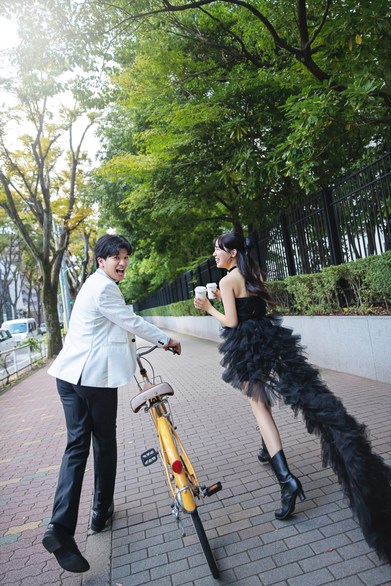 自転車を使ったショット