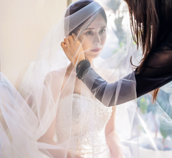 ベールを被って♪