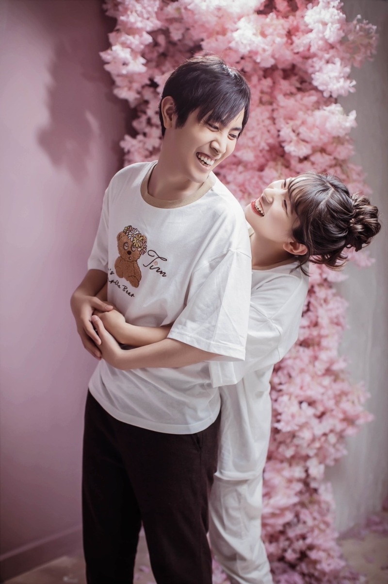 ピンクのお花と♡