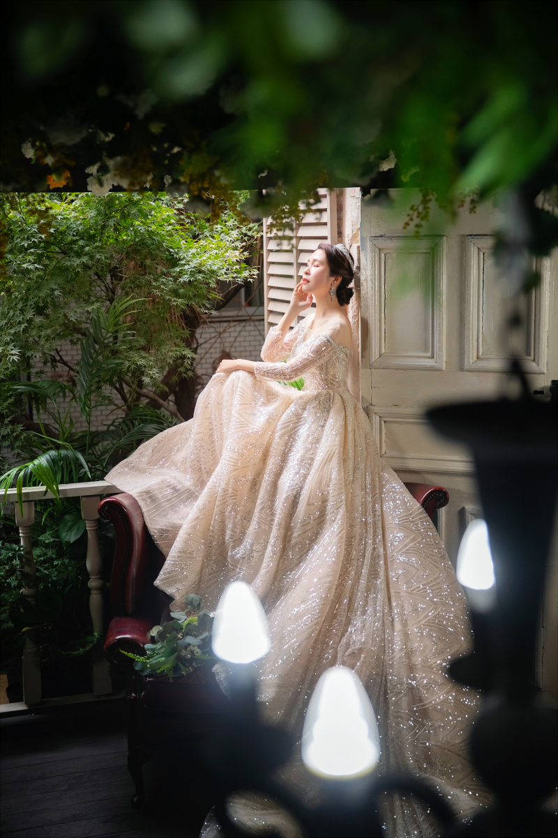 大きなトレーンのドレス