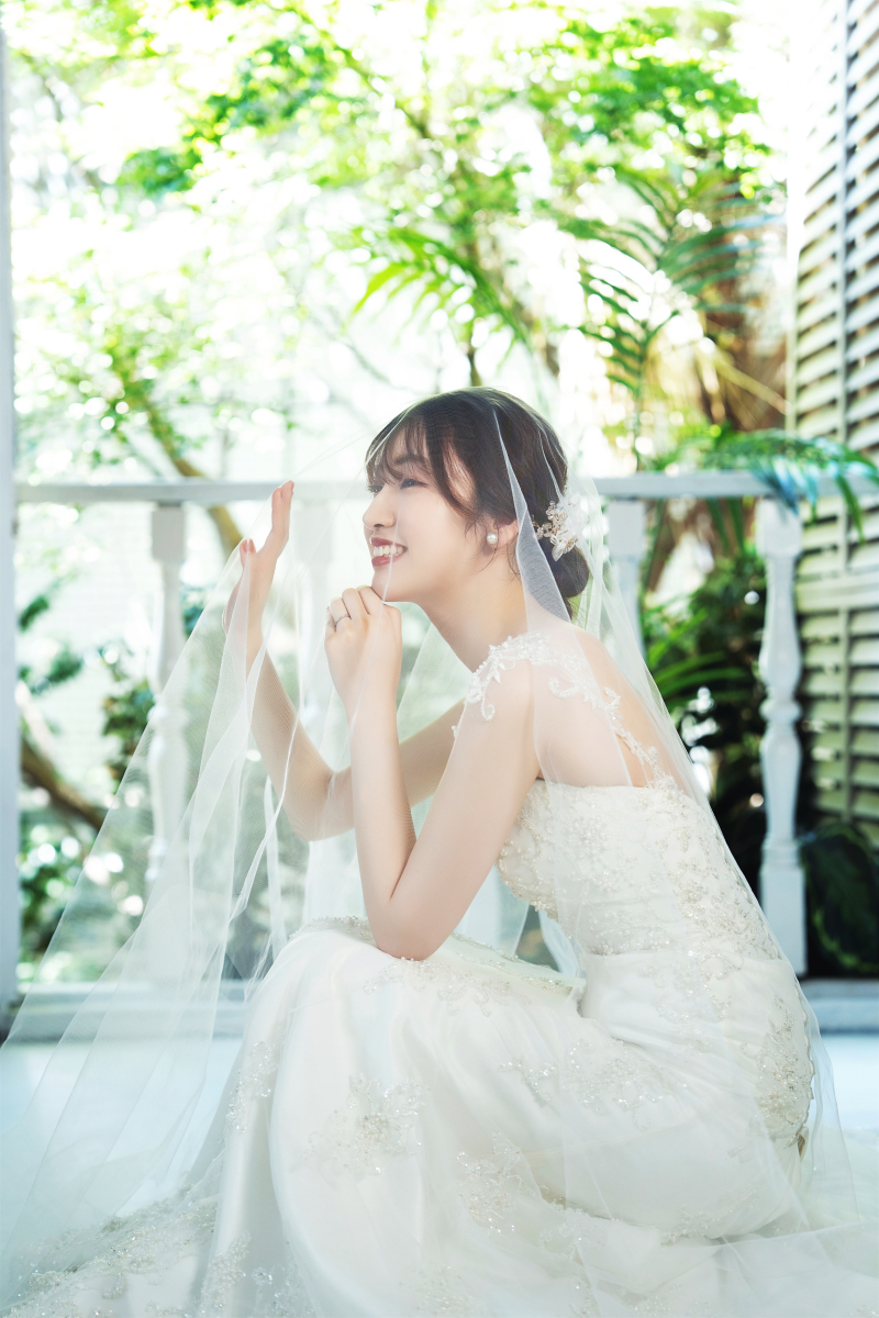 ベールを被って♡