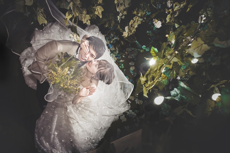 ベールをかぶった撮影