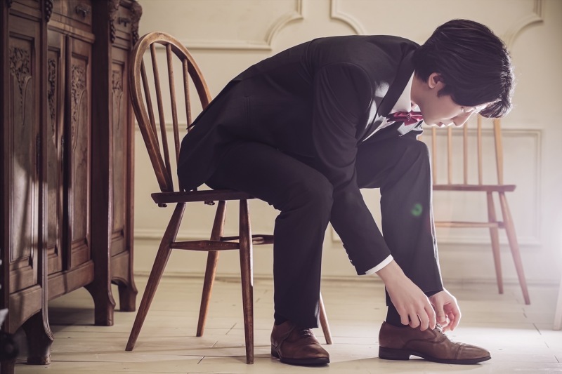 靴紐を結んで♪