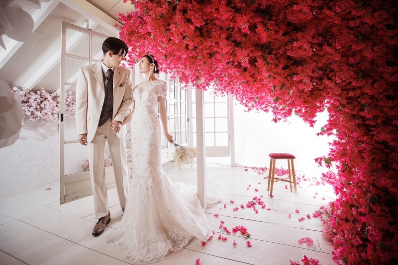 ピンクのお花に囲まれて