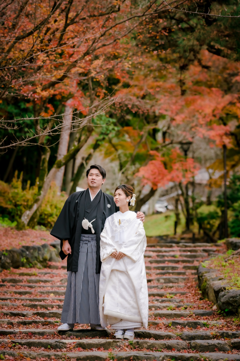 紅葉に染まる階段...