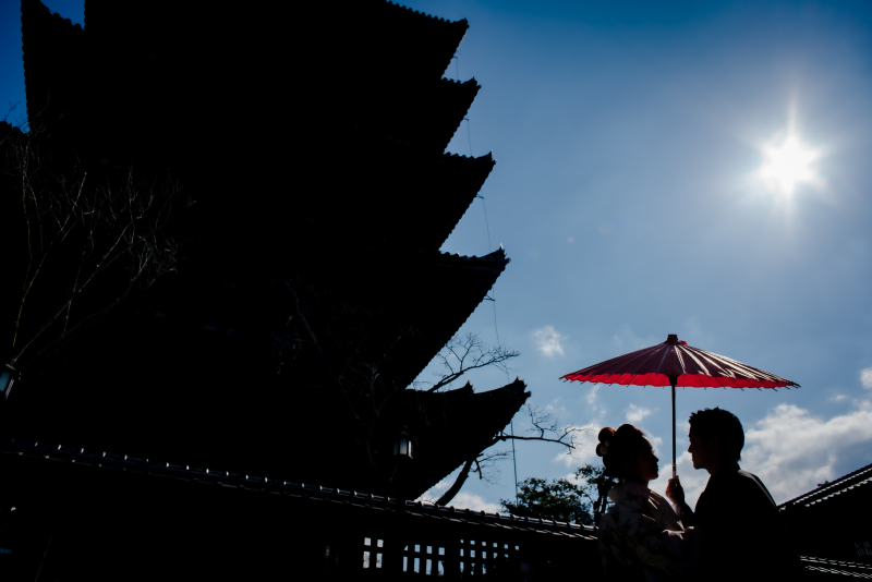 八坂の塔でシルエット写真！