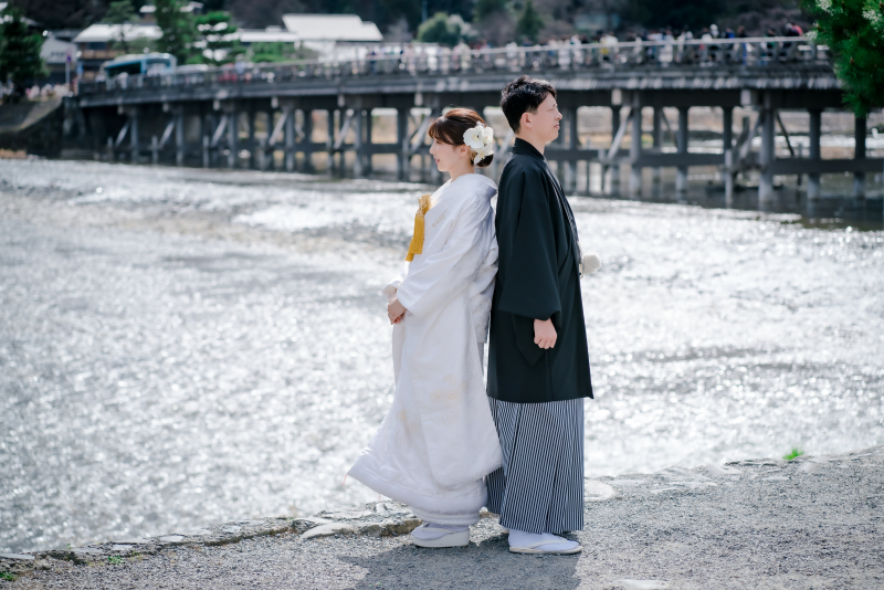 渡月橋バックに撮影♪