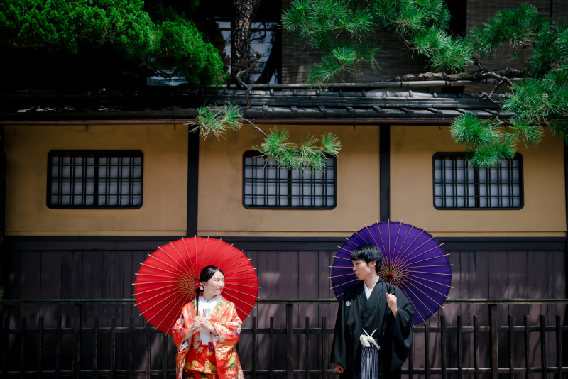京町屋と松の木