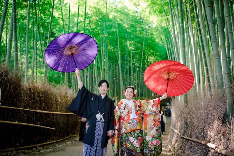 番傘を使ってお茶目に♪