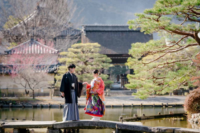 梅の花咲く庭園で