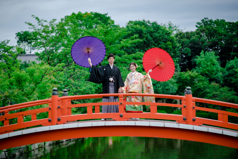 メインの橋で番傘ショット！