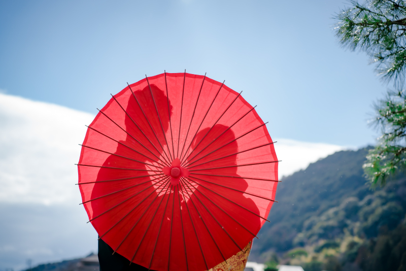 番傘でシルエットショット！