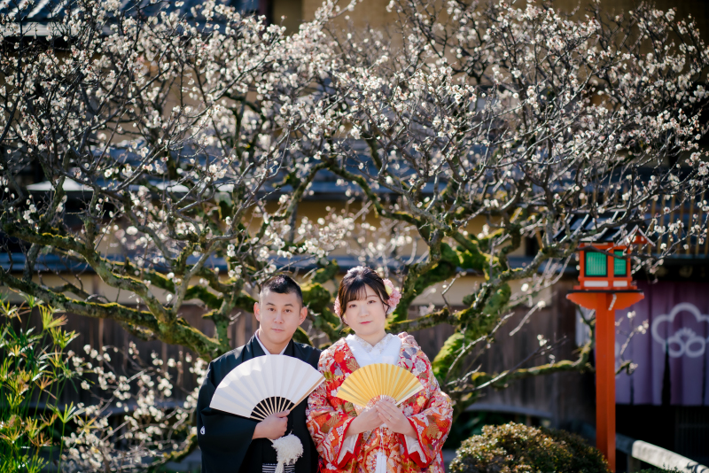 梅の木バックで!