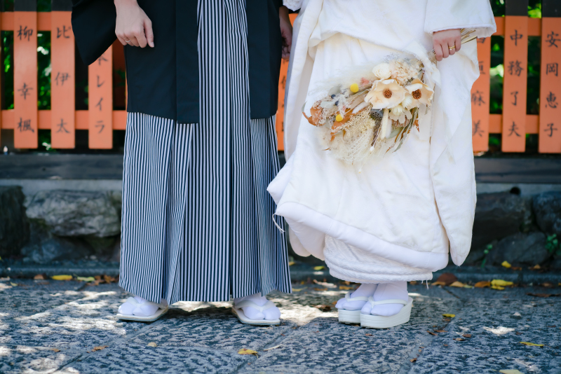 ドライフラワーブーケメインの足元ショット♪